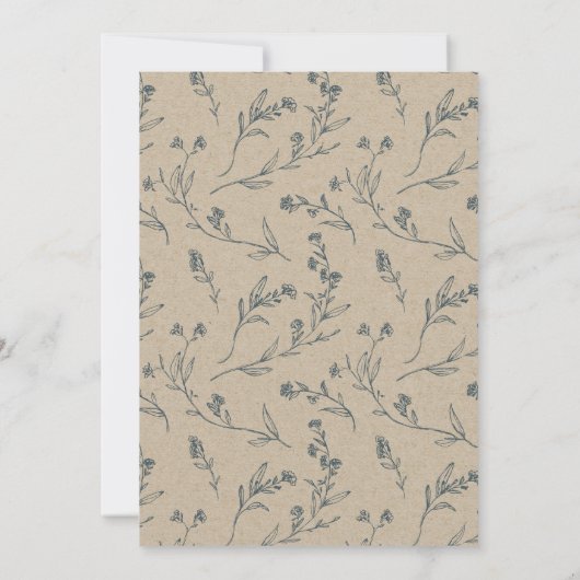 Flora Laurel Wreath Monogram Couples Shower Invite Bedankkaart (Achterkant)