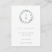 Flora Laurel Wreath Monogram Wedding Gift Registry Informatiekaartje (Voorkant)