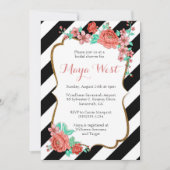 flora met Glitter-uitnodigingen Kaart (Voorkant)