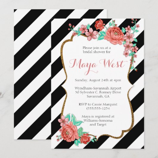 flora met Glitter-uitnodigingen Kaart (Voorkant / Achterkant)