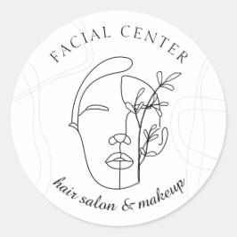 Flora Modern Makeup Woman Skin Hair Stylist Facial Ronde Sticker