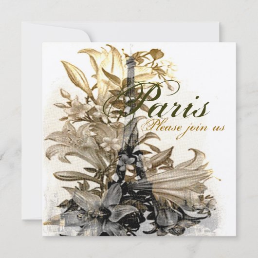 Flora Paris Eiffel Tower Custom Invite ll Kaart (Voorkant)