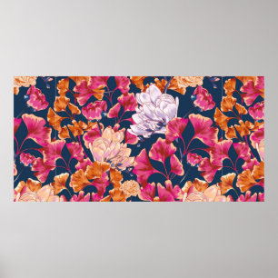 Flora   patroon herhalen poster