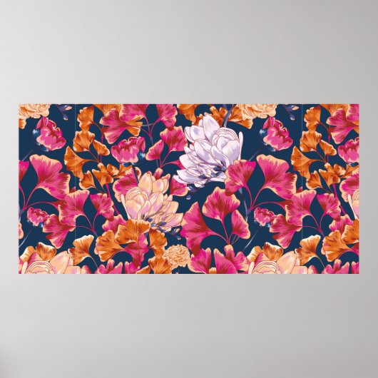 Flora patroon herhalen poster (Voorkant)