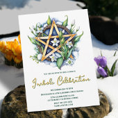 Flora Pentacle Snow & Flowers Wiccan Imbolc Party Kaart