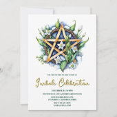 Flora Pentacle Snow & Flowers Wiccan Imbolc Party Kaart (Voorkant)
