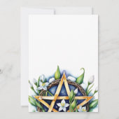 Flora Pentacle Snow & Flowers Wiccan Imbolc Party Kaart (Achterkant)
