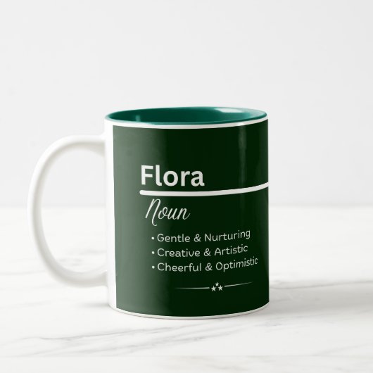 Flora Personalized Name Coffee Mug Tweekleurige Koffiemok (Links)