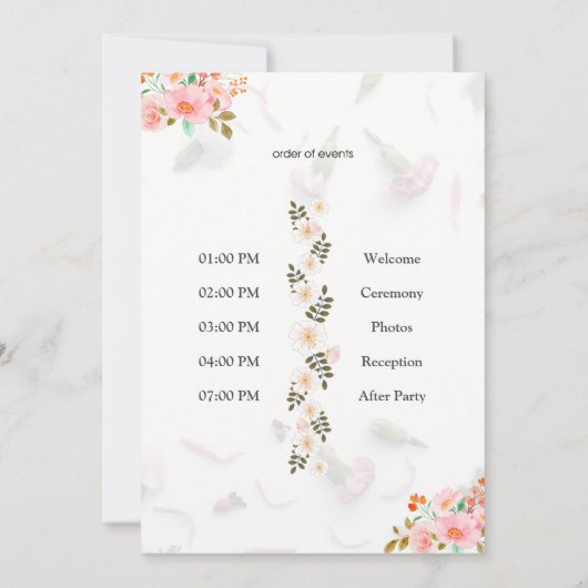 Flora Pink bruiloft uitnodiging - Save the date (Achterkant)