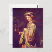 Flora (portret van Saskia als Flora) van Rembrandt Briefkaart (Voorkant / Achterkant)