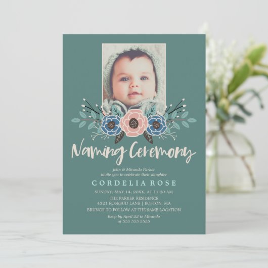  flora | Roze en groene spelceremonie Kaart (Staand voorkant)