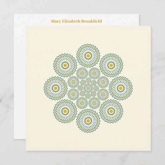 Flora Solara Note Kaart in Olijf en Sinaasappel Notitiekaartje (Voorkant / Achterkant)