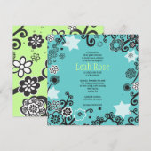 Flora Star Aqua Bat Mitzvah Uitnodiging (Voorkant / Achterkant)