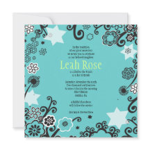 Flora Star Aqua Bat Mitzvah Uitnodiging