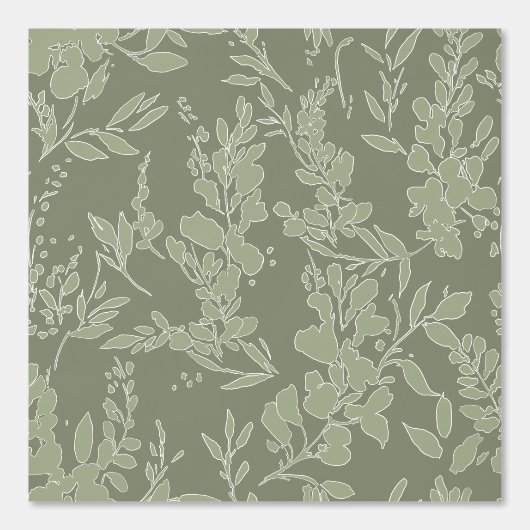 Flora textured wallpaper in olive green behang (Voorkant)