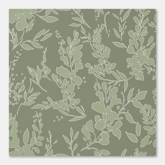 Flora textured wallpaper in olive green behang (Voorkant)