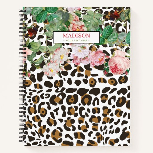 flora van leopard Animal Print Pattern Notitieboek (Voorkant)