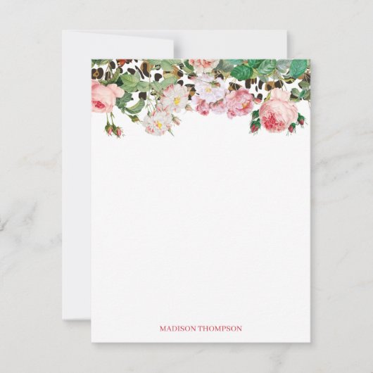  flora van leopard Animal Print Pattern Notitiekaartje (Voorkant)