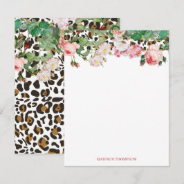  flora van leopard Animal Print Pattern Notitiekaartje