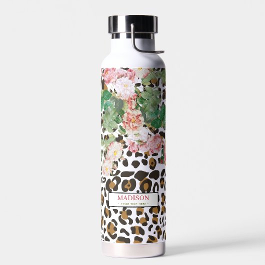  flora van leopard Animal Print Pattern Waterfles (Links)