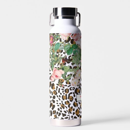  flora van leopard Animal Print Pattern Waterfles (Voorkant)