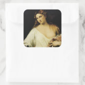 Flora, van Titiaan Vierkante Sticker (Tas)