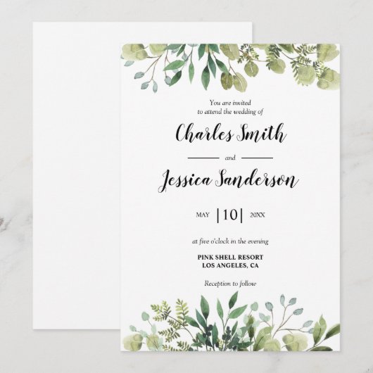 Flora Verde Invitación (Voorkant / Achterkant)