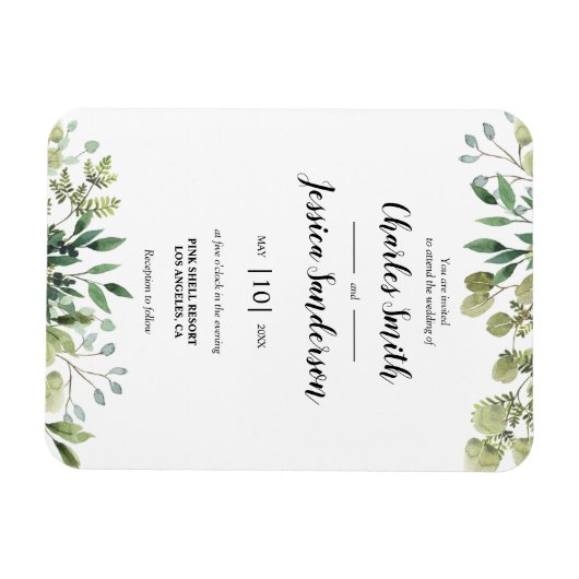 Flora Verde Invitación Magneet (Horizontaal)