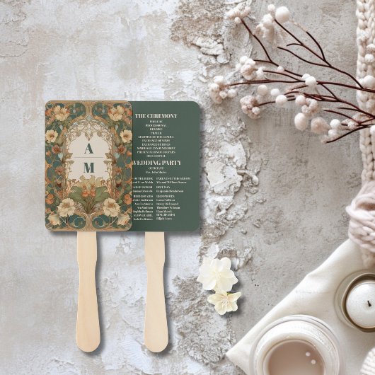 Flora Vintage Art Nouveau Bruiloft  Handwaaier