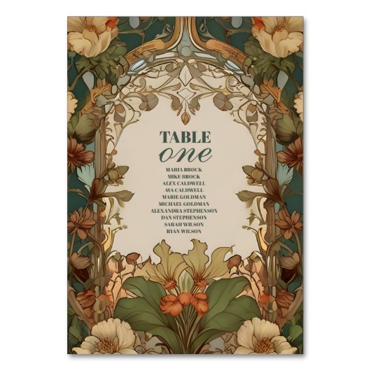 Flora Vintage Art Nouveau Bruiloft Kaart (Voorkant)