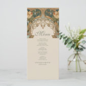 Flora Vintage Art Nouveau Bruiloft  Menu (Staand voorkant)