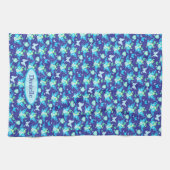 Flora vlinders en harten blauwe douanenaam theedoek (Horizontaal)