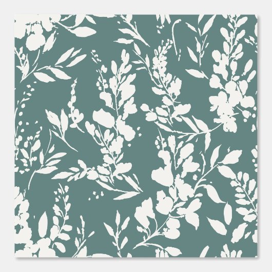 Flora wallpaper in teal and white  behang (Voorkant)