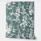 Flora wallpaper in teal and white behang (Afrollen)