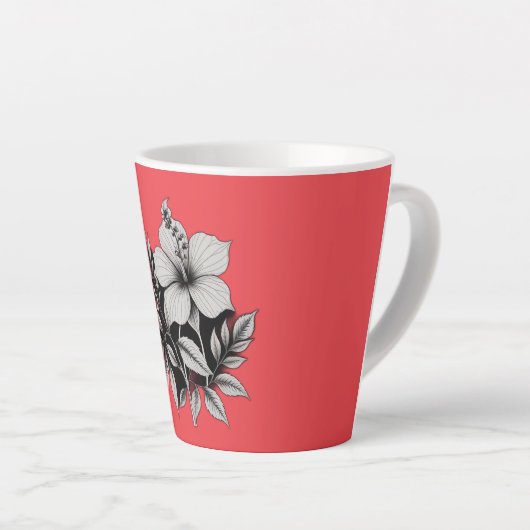 floraal abstract latte mok (Rechterhoek)
