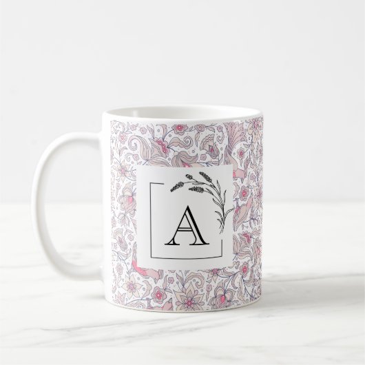 Floraal Arabesk Monogram Klassieke Mok (Links)