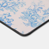 floraal blauw turquoise toile jouy monogram bureaumat (Hoek)