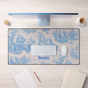 floraal blauw turquoise toile jouy monogram bureaumat