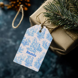  floraal blauw turquoise toile jouy monogram cadeaulabel