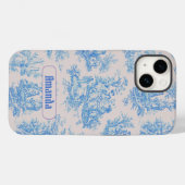 floraal blauw turquoise toile jouy monogram Case-Mate iPhone case (Achterkant (horizontaal))