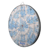 floraal blauw turquoise toile jouy monogram dartbord (Voorkant Rechts)