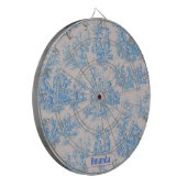floraal blauw turquoise toile jouy monogram dartbord (Voorkant Links)