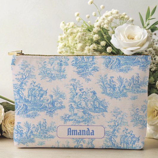  floraal blauw turquoise toile jouy monogram etui