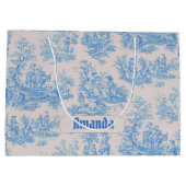  floraal blauw turquoise toile jouy monogram groot cadeauzakje (Achterkant)