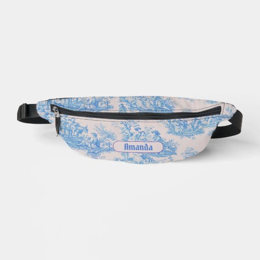  floraal blauw turquoise toile jouy monogram heuptasje (Voorkant)