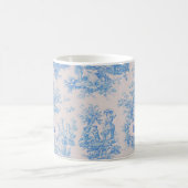 floraal blauw turquoise toile jouy monogram koffiemok (Center)