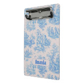  floraal blauw turquoise toile jouy monogram mini klembord (Angled2)