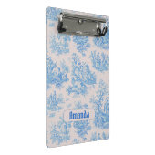  floraal blauw turquoise toile jouy monogram mini klembord (Schuin)