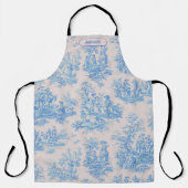  floraal blauw turquoise toile jouy monogram schort (Voorkant)