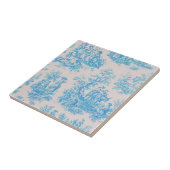 floraal blauw turquoise toile jouy monogram tegeltje (Zijkant)